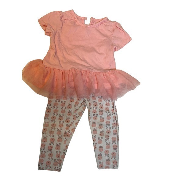 🐰 🥕 Carter’s 12 Month Baby‎ Pink Tutu Tunic & Bunny Leggings - Picture 1 of 6